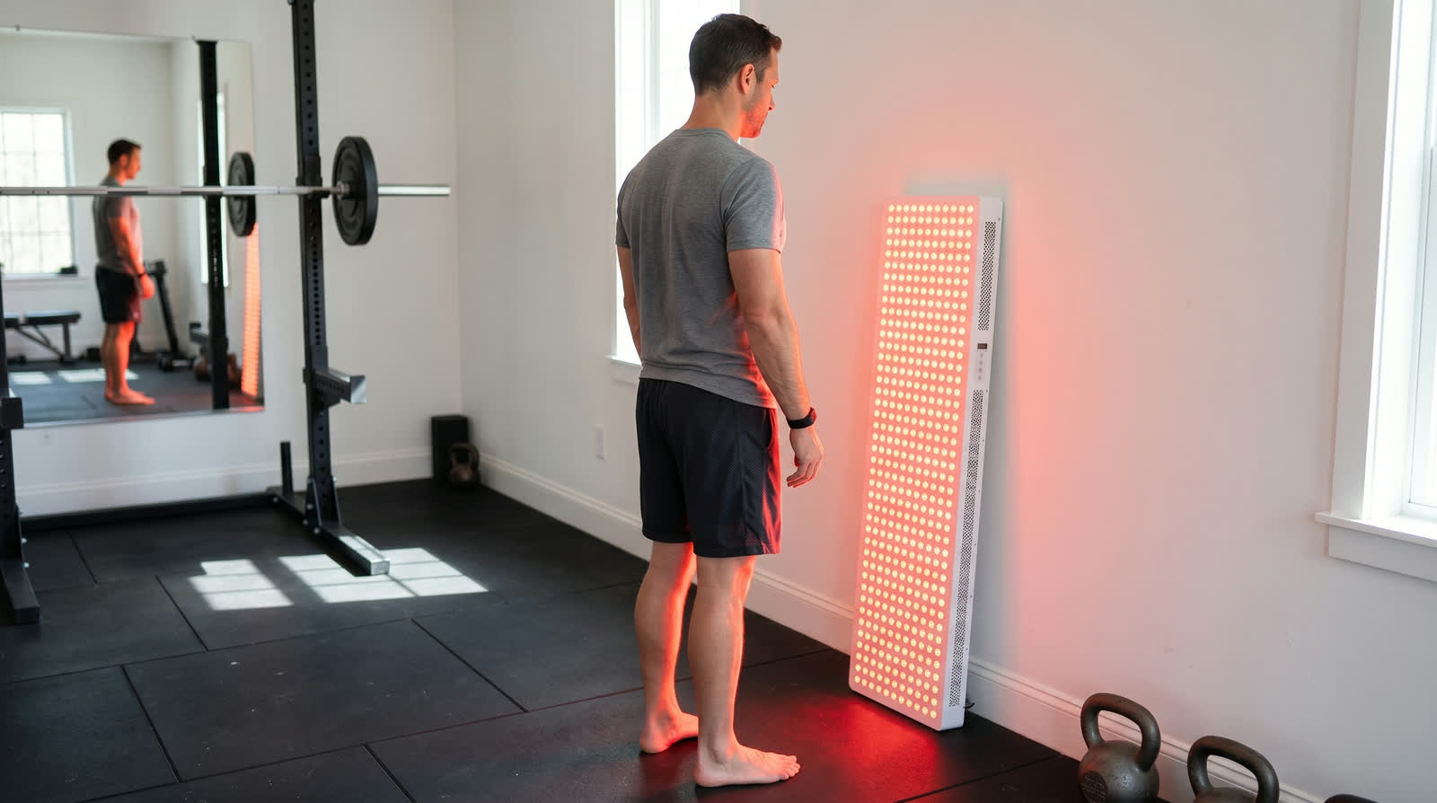 Athlete recovering post-workout with the Elite panel